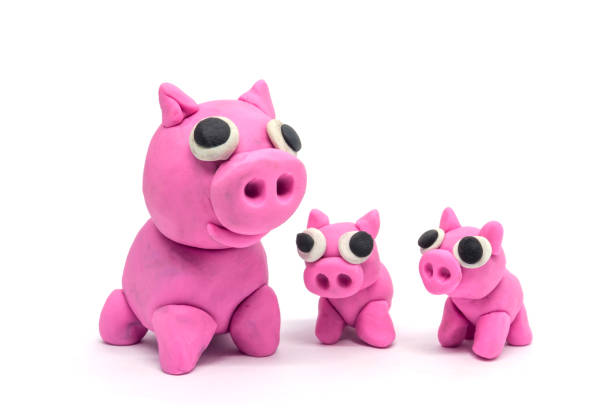 pig family on white background - piggy bank savings coin bank investment imagens e fotografias de stock