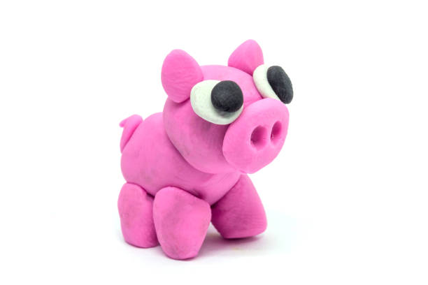 famiglia di maiali su sfondo bianco - piggy bank savings pig currency foto e immagini stock