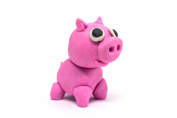 pig on white background - piggy bank savings coin bank investment imagens e fotografias de stock