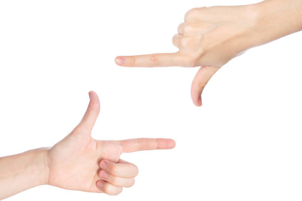 istock Woman hands show frame gesture isoated on a white background 1080874198