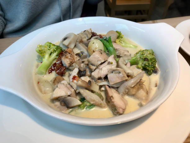 istock Chicken with Broccoli, Mushroom and Parmesan Cream Sauce. 1080875812