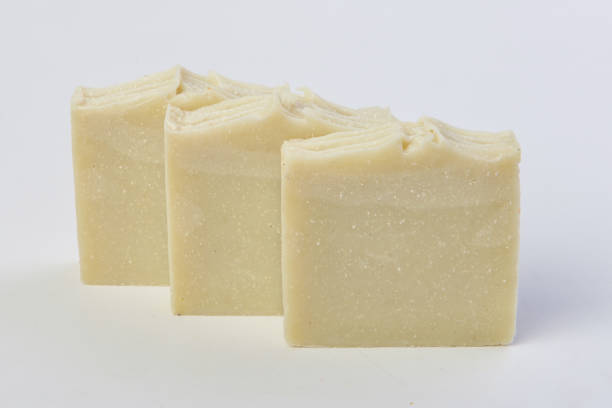 istock White clay soaps. Hand made soaps. Organic soaps. Herbal soaps. 1080876180