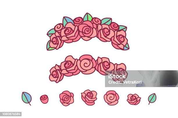 Vector Flower Crown Rose Wreath Stock Illustration - Download Image Now - Headband, Flower, Art