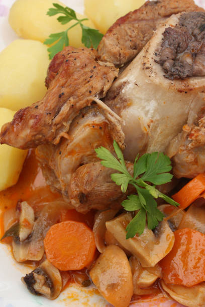 istock Veal stew served with sauce and steamed potatoes 1080877946