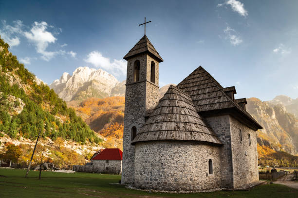 Theth Church theth church, theth, Albania albania stock pictures, royalty-free photos & images