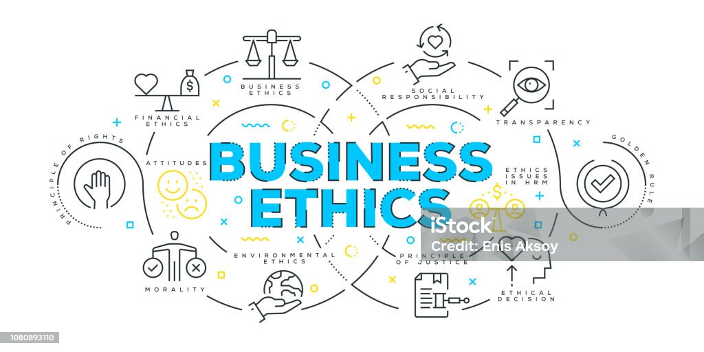 Modern Flat Line Design Concept of Business Ethics Social Responsibility stock vector
