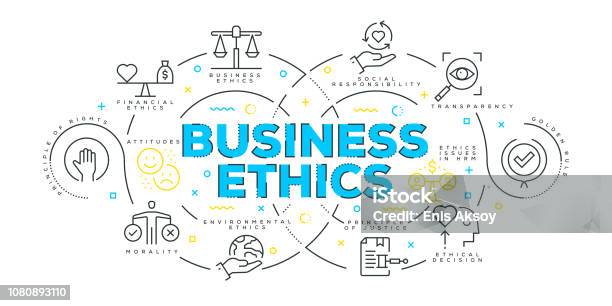 Modern Flat Line Design Concept Of Business Ethics Stock Illustration - Download Image Now - Social Responsibility, Corporate Business, Law