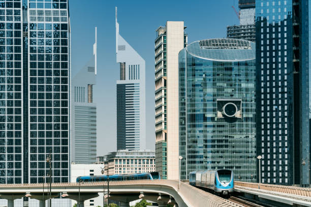 istock Dubai Metro transportation with skyscrapers 1080897524