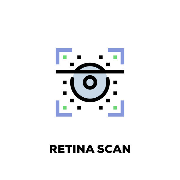 ilustrações, clipart, desenhos animados e ícones de ícone de linha de varredura de retina - retina display illustrations