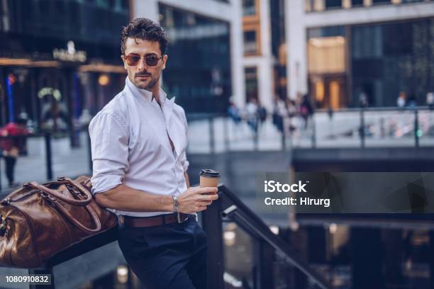 Young Stylish Businessman Having Takeaway Coffee Stock Photo - Download Image Now - Men, Fashion Model, Elegance