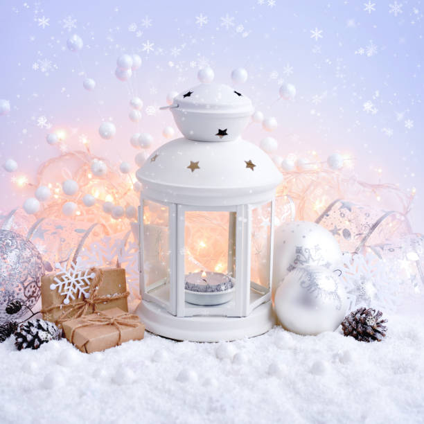 istock Christmas composition with lantern. Festive Christmas background. 1080916422