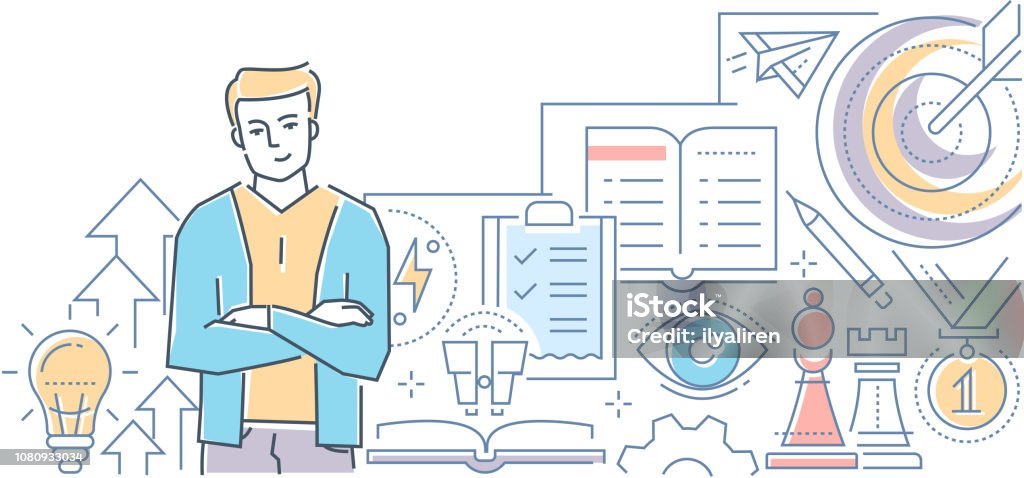Personal Development Line Drawing Clean Personal Development Modern Line Design Style Vector Illustration Stock ...