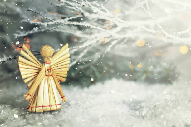 Christmas angel. Christmas straw ornament