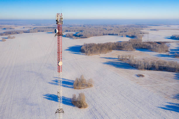 istock Telecommunications tower with antennas, aerial view. 1080968108