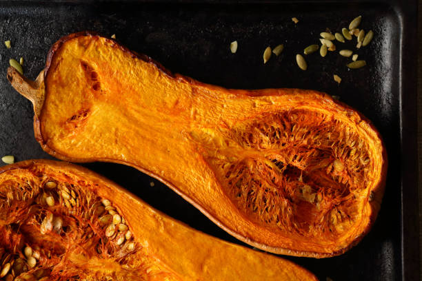 istock Oven baked pumpkins top view 1080980180