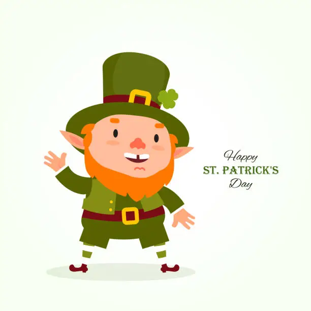 Vector illustration of St.Patrick 's Day. Leprechaun , Traditional national character of Irish folklore. Festive collection. Isolated on white background.