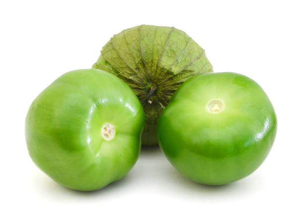 istock Three tomato tomatillos fruits isolated on white background 1081004944