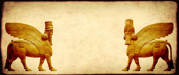 istock Grunge background with paper texture and lamassu 1081006174