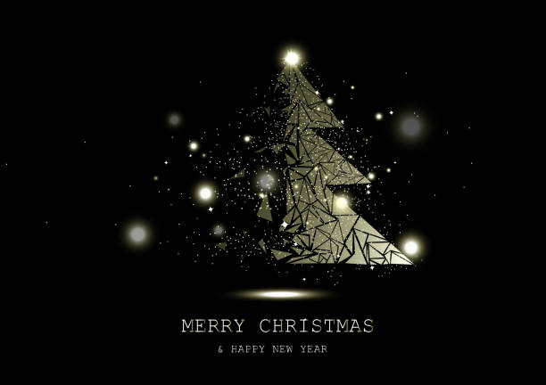 istock Merry Christmas, Golden glowing tree fantasy miracle, confetti stars sparkle, nature, space and astronomy luxury concepts abstract background seasonal holiday vector illustration 1081006380