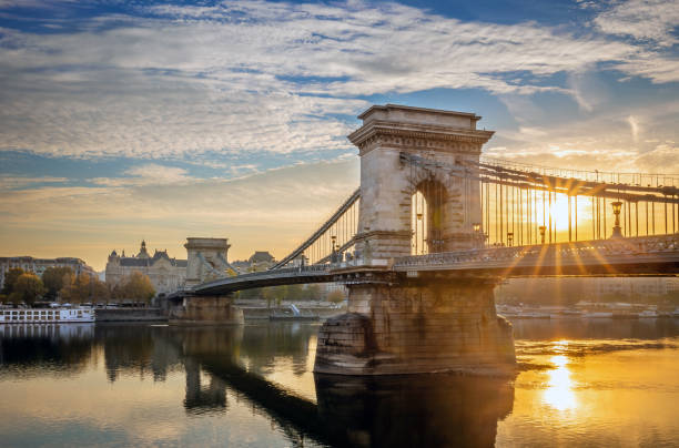 istock Budapest, Hungary - Beautiful sunrise at Szechenyi Chain Bridge 1081013634