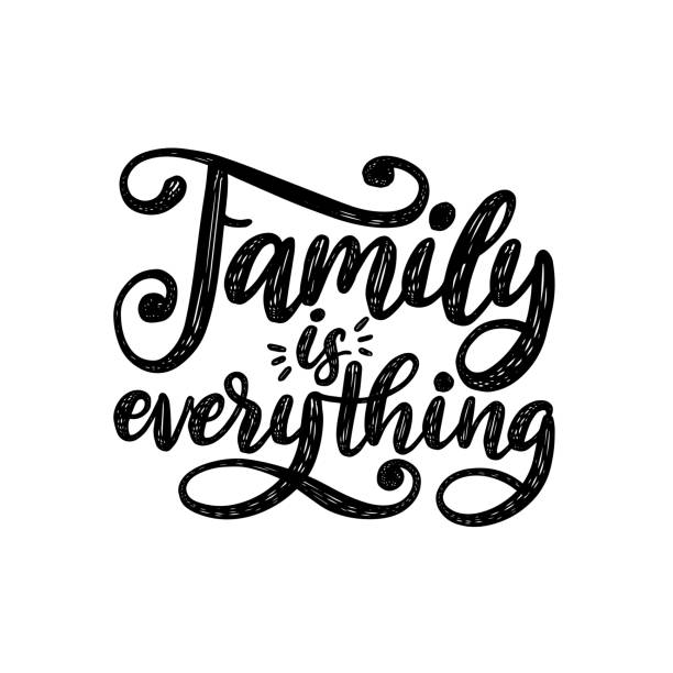 Family Is Everything, handwritten phrase on white background. Vector inspirational quote. Hand lettering for poster. Family Is Everything, handwritten phrase on white background. Vector inspirational quote. Hand lettering for poster, textile print. family word stock illustrations