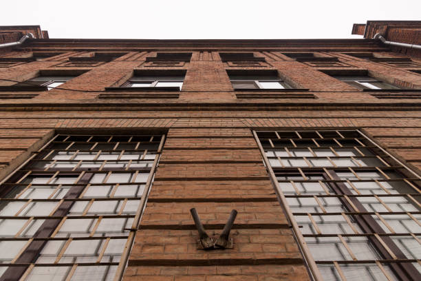 istock Brick wall and windows historical architecture of Kharkiv Ukraine. 1081026620