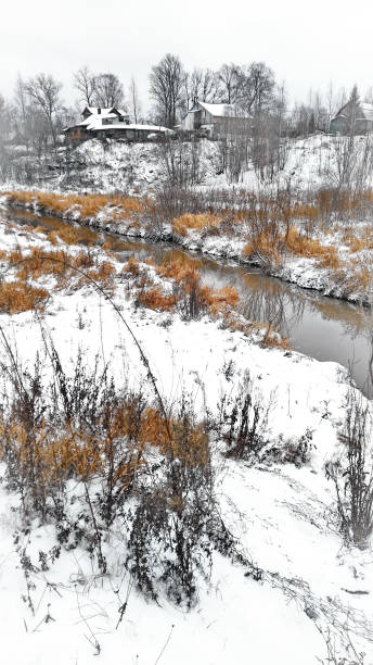 istock The creek is not frozen in winter 1081042096