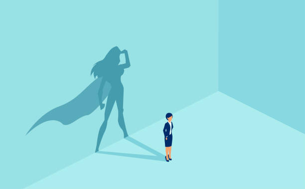 istock Vector of a businesswoman with superhero shadow. 1081061938