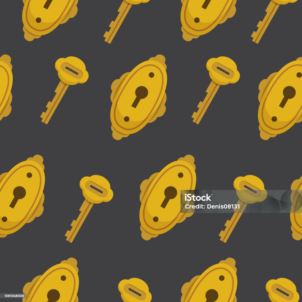Key Lock Pin Pattern Seamless Pattern With Key Vector Gold Locks And Keys Background Stock ...