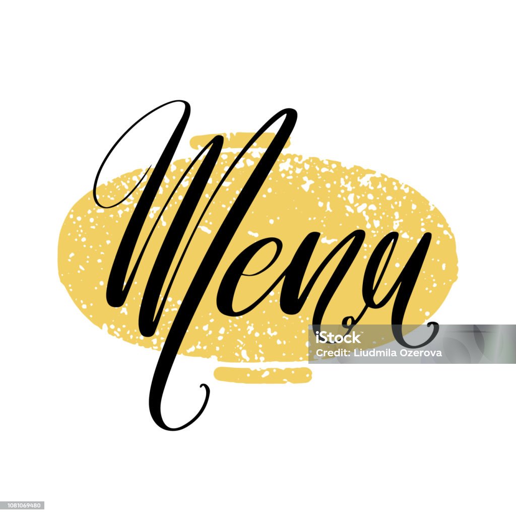 Menu In Cursive Writing Hand Drawn Lettering Design Menu Vector Illustration Menu Word By Hand ...