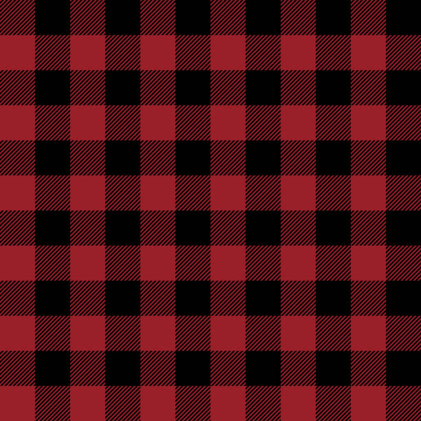 czerwony i czarny buffalo plaid bezszwowy wzór - vector pattern cotton square shape stock illustrations