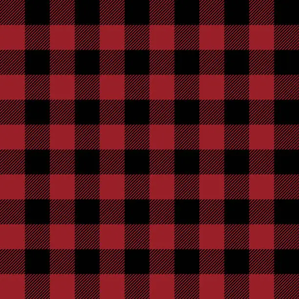 Vector illustration of Red and Black Buffalo Plaid Seamless Pattern