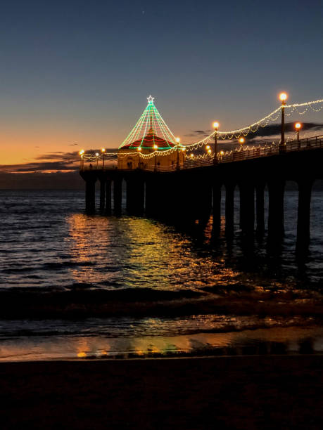 istock Holiday lights adorn Manhattan Beach Pier at sundown 1081079054