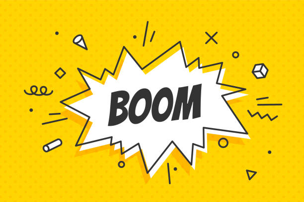 Boom, speech bubble. Banner, speech bubble, poster and sticker Boom, speech bubble. Banner, speech bubble, poster and sticker concept,  geometric style with text Boom. Message speech bubble boom with cloud talk for banner, poster, web. Vector Illustration photographic effects illustrations stock illustrations