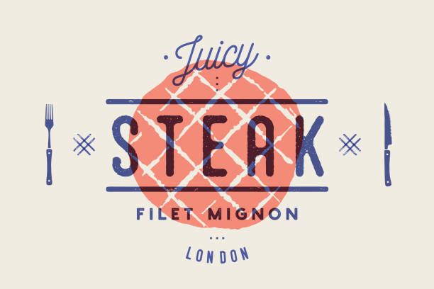 logo, steak, fleisch-label. logo mit steak-silhouette - filet mignon illustrations stock-grafiken, -clipart, -cartoons und -symbole