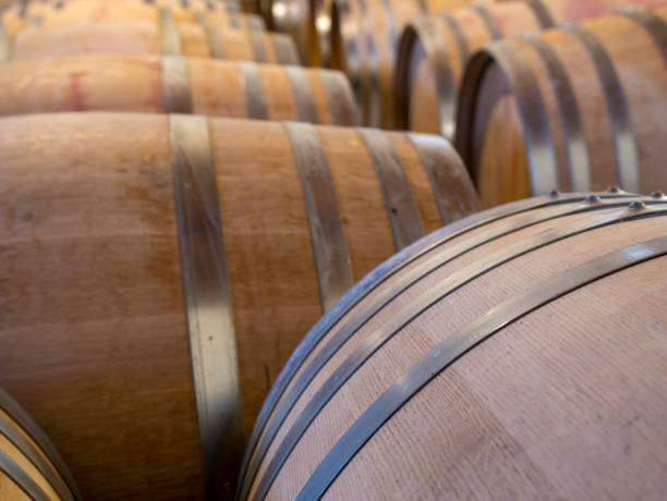 istock Wine barrels in  wine barrel factory 1081082634