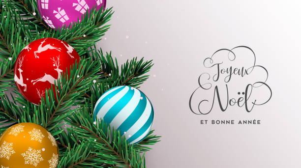 istock Christmas tree decoration banner in french 1081084552