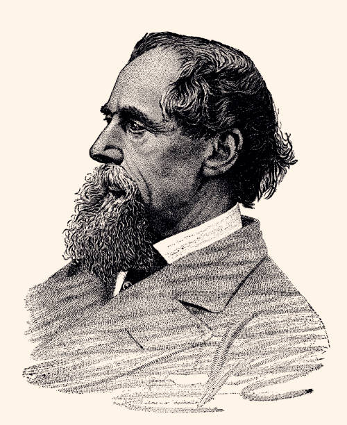 charles dickens (xxxl) - charles dickens victorian style author men stock illustrations