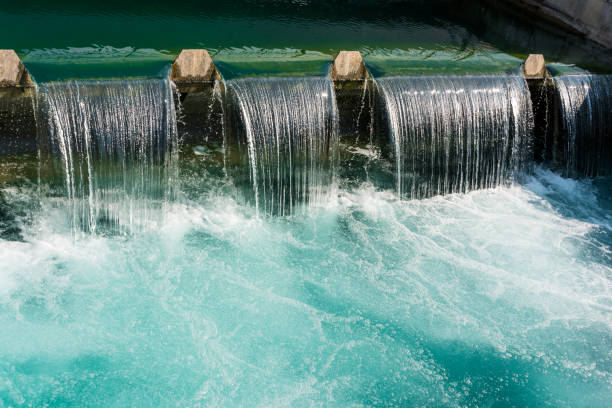 Canal locks and waterfall downtown Lucerne, Switzerland