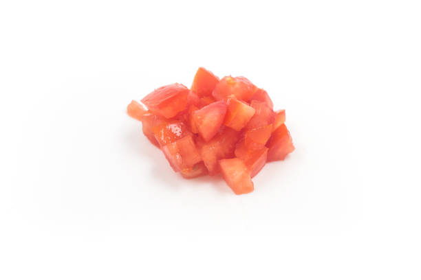 Pile of Chopped Tomatoes isolated on white background