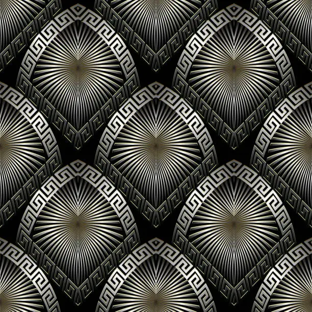 Vector illustration of 3d textured modern geometric vector seamless pattern. Greek styl