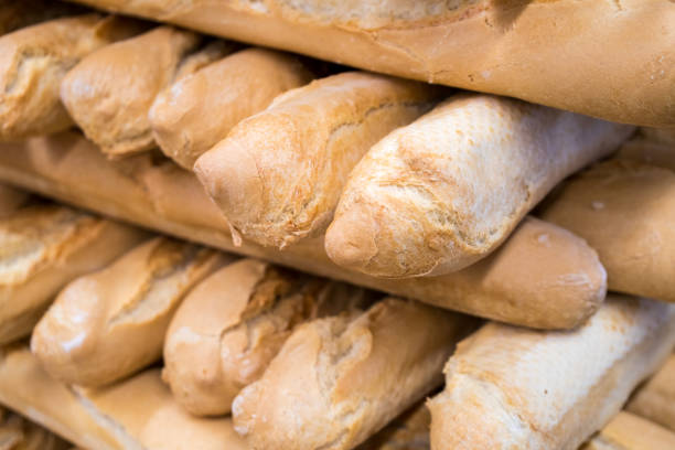 istock fresh bread on the shelves in bakery, food 1081100646