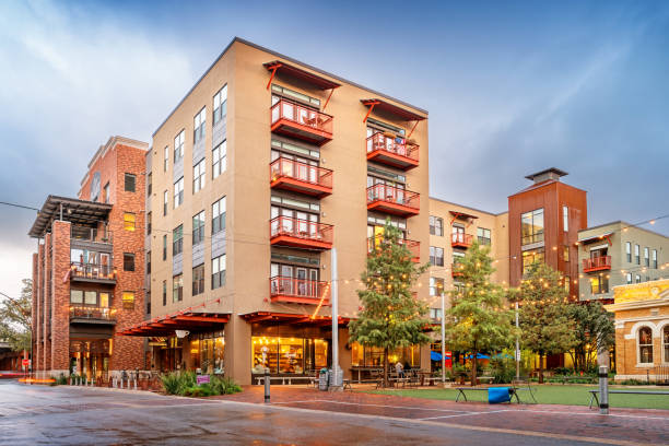 New condos in Pearl District of San Antonio Texas USA Stock photograph of new condos in the chic Pearl District of in San Antonio Texas USA rainy cafe stock pictures, royalty-free photos & images