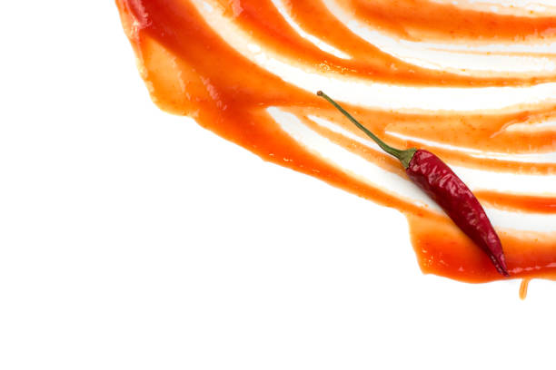 istock Smeared puddle of tomato dressing texture or ketchup spot 1081103680