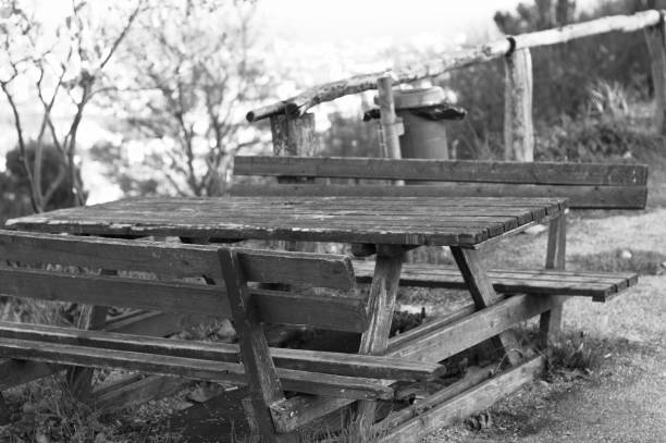 istock Wooden pic-nic table and bench (Pesaro, Italy) 1081110504