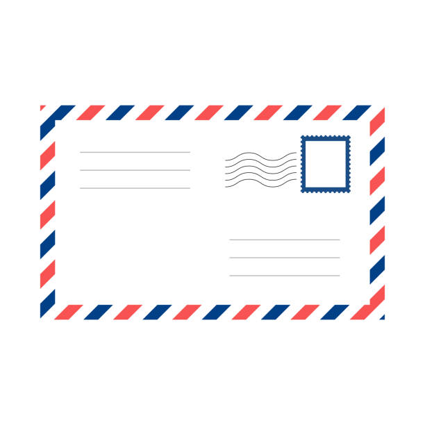 illustrations, cliparts, dessins animés et icônes de enveloppe de courrier vecteur aérien. enveloppe postale vierge - air mail