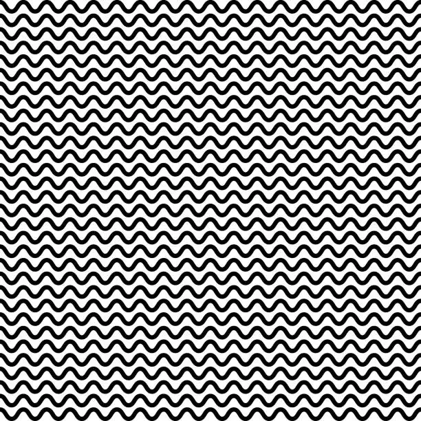 Vector illustration of Black and white seamless pattern with waves