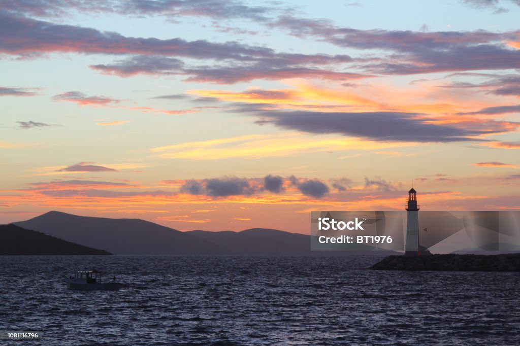 Seaside town of Turgutreis and spectacular sunsets Aegean Islands Stock Photo