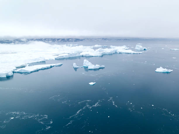 icebergs on arctic ocean in greenland - arctic sea imagens e fotografias de stock