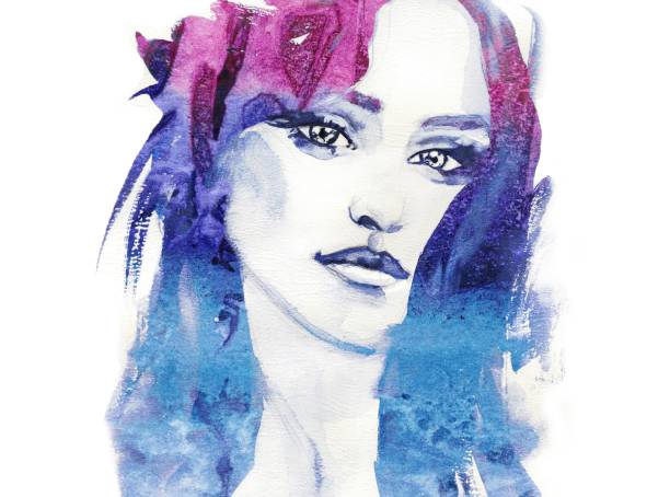 istock Fashion illustration. watercolor . Woman face. 1081119330